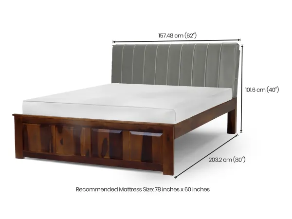 Regal Queen Bed with Grey Leatherite